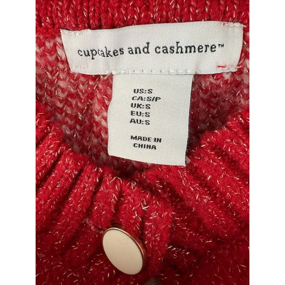 Cupcake and Cashmere Womens Sweater Size Small Red Nordic Snowflakes NEW